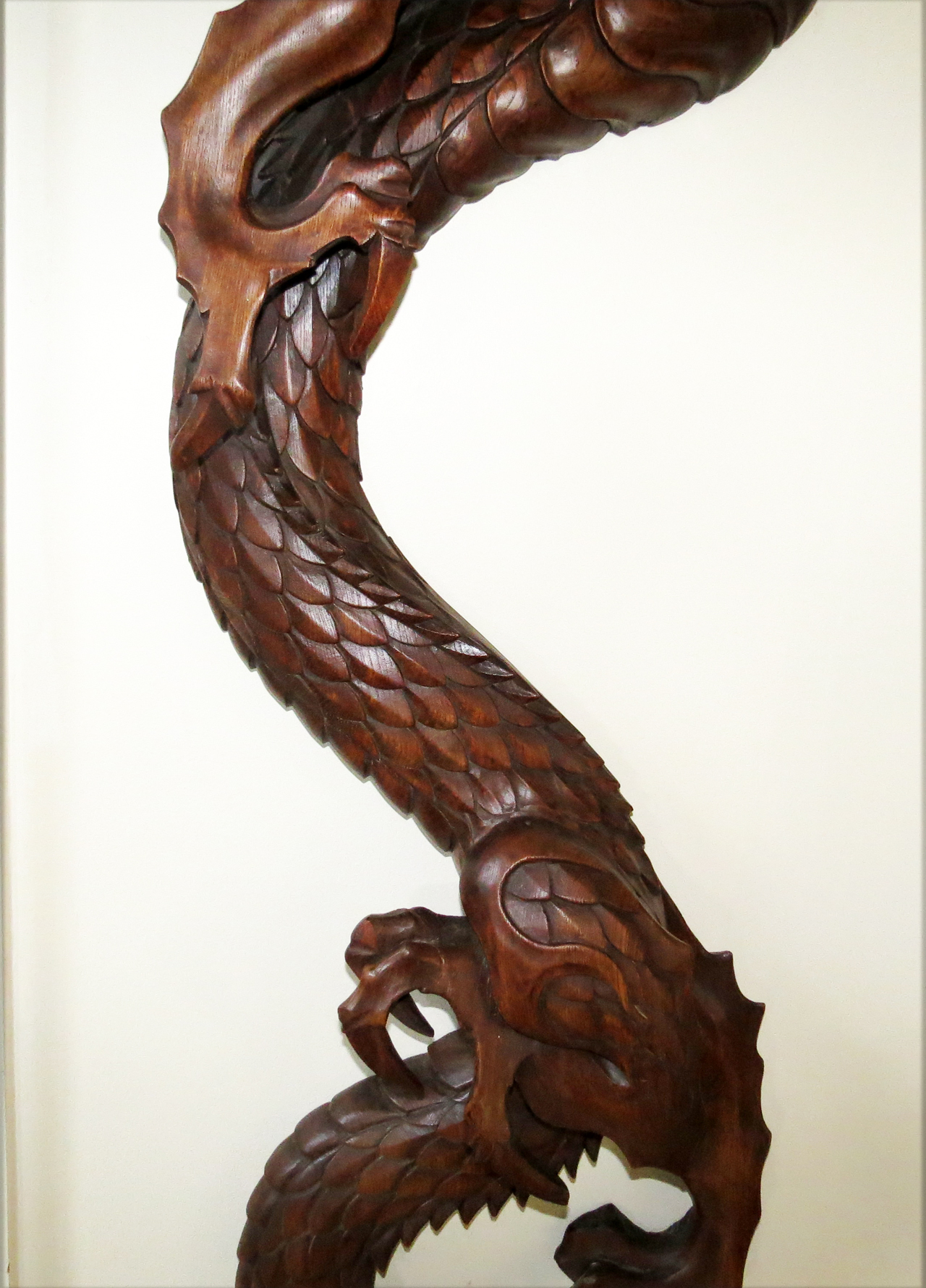 Huge Rare Wood Carved Wall Sculpture Japanese Dragon Modernism